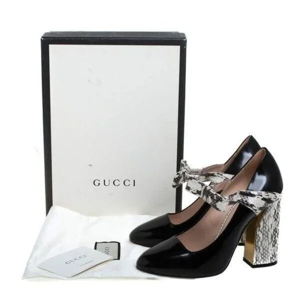 Gucci Tricolor Leather Snakeskin Nimue Mary Jane Pumps Heels. EU 38 (US 8) - Picture 9 of 9